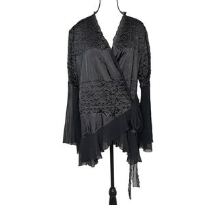 Joseph Ribkoff Womens‎ Sz 10 Gothic Fairy Witchy Whimsy Romantic Wrap Top Blouse